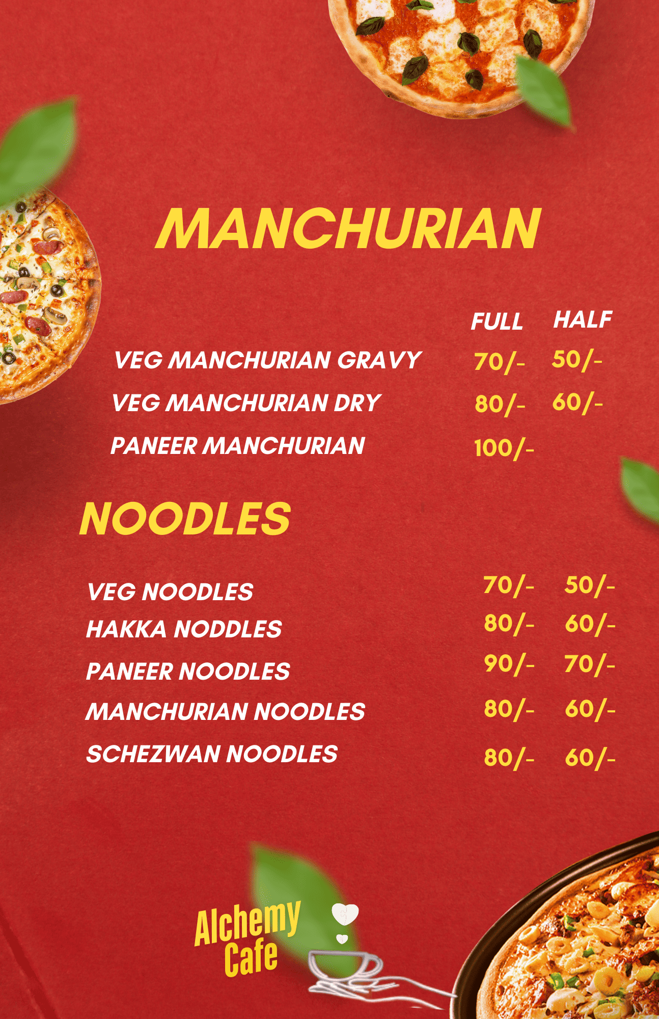 Alchemy Cafe Menu