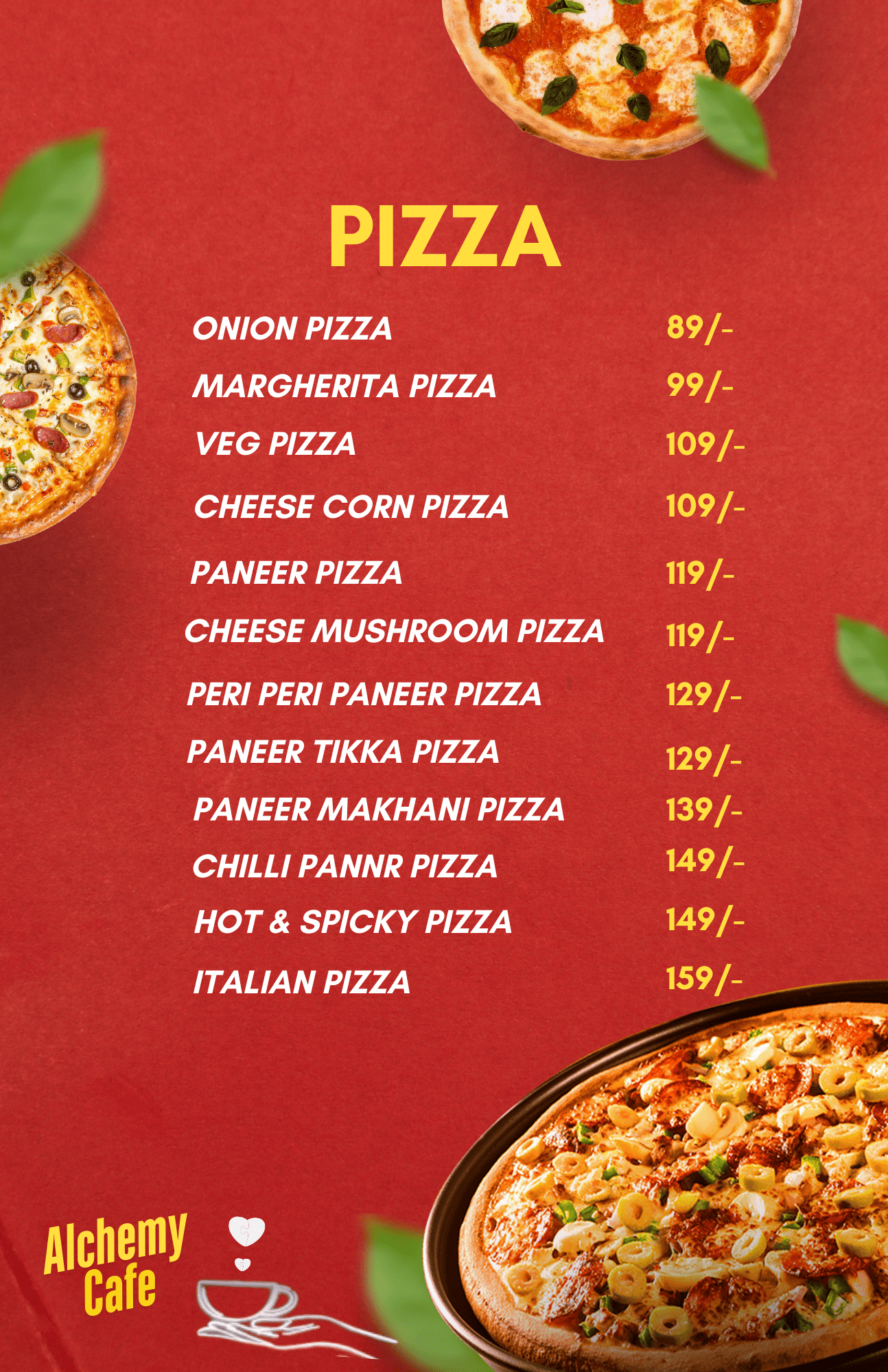 Alchemy Cafe Menu