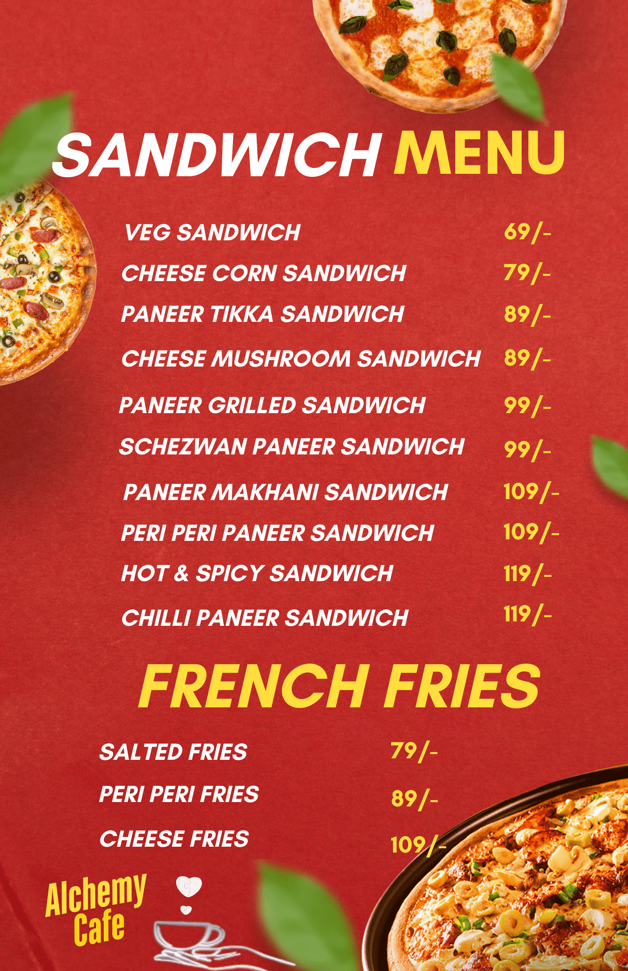 Alchemy Cafe Menu