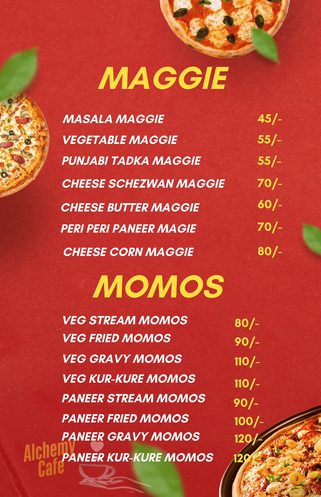 Alchemy Cafe Menu